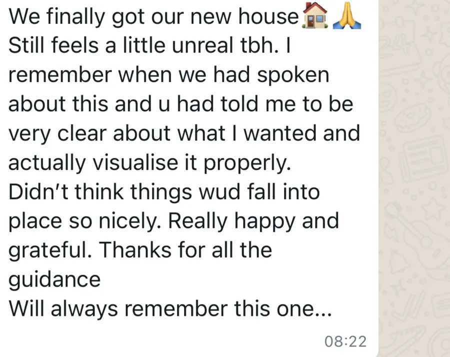 Client WhatsApp message testimonial 3