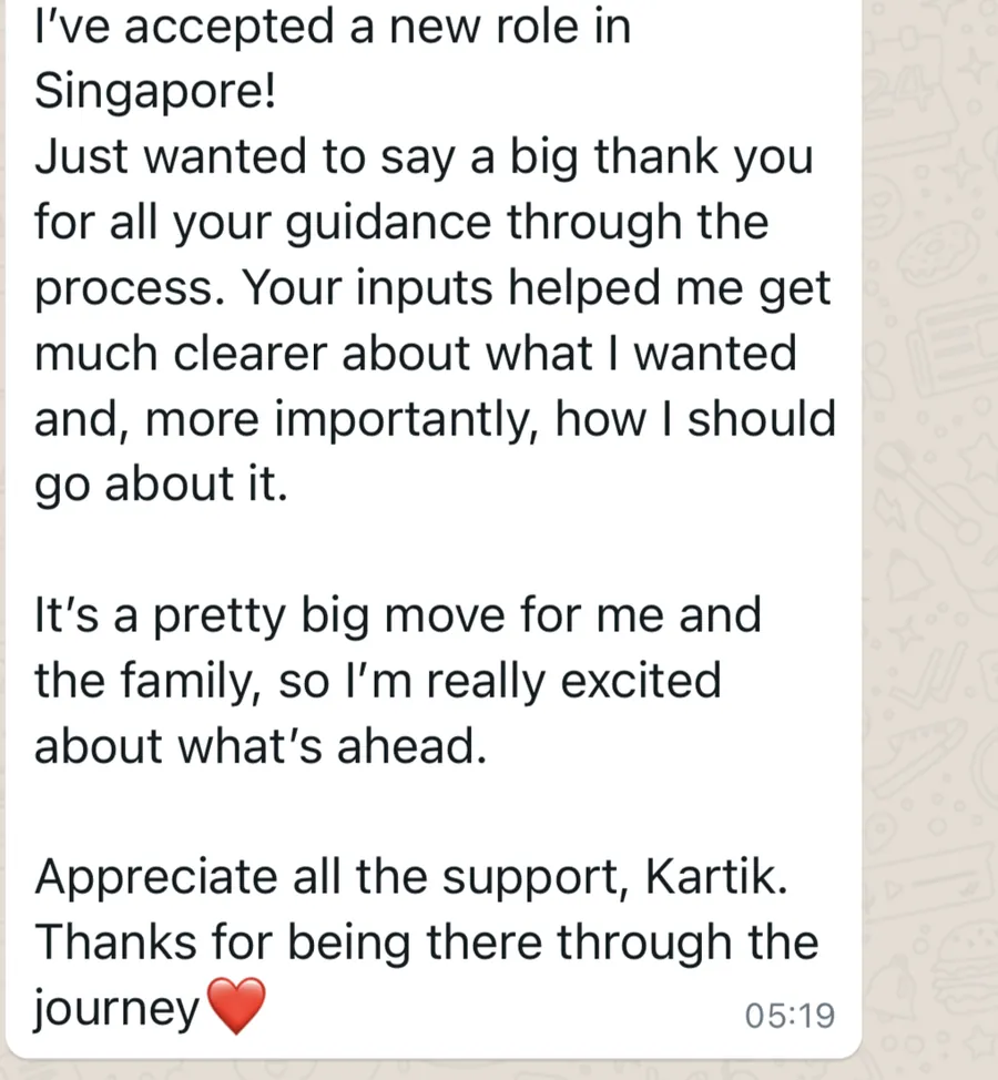 Client WhatsApp message testimonial 4